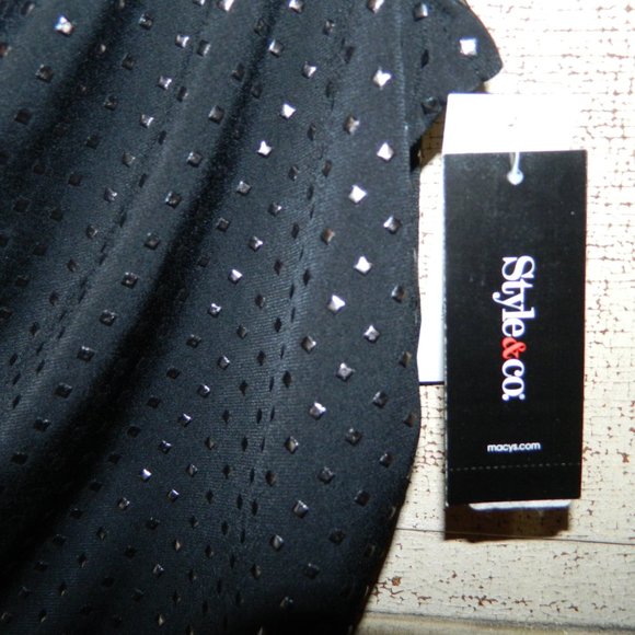 Style & Co Studded Draped Front Ruched Sides Top Size (Q-36) - Picture 2 of 4